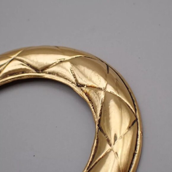 CHANEL Logo Matelasse Round Drop Earrings Clip-On Gold France 82RL068 - Picture 8 of 14